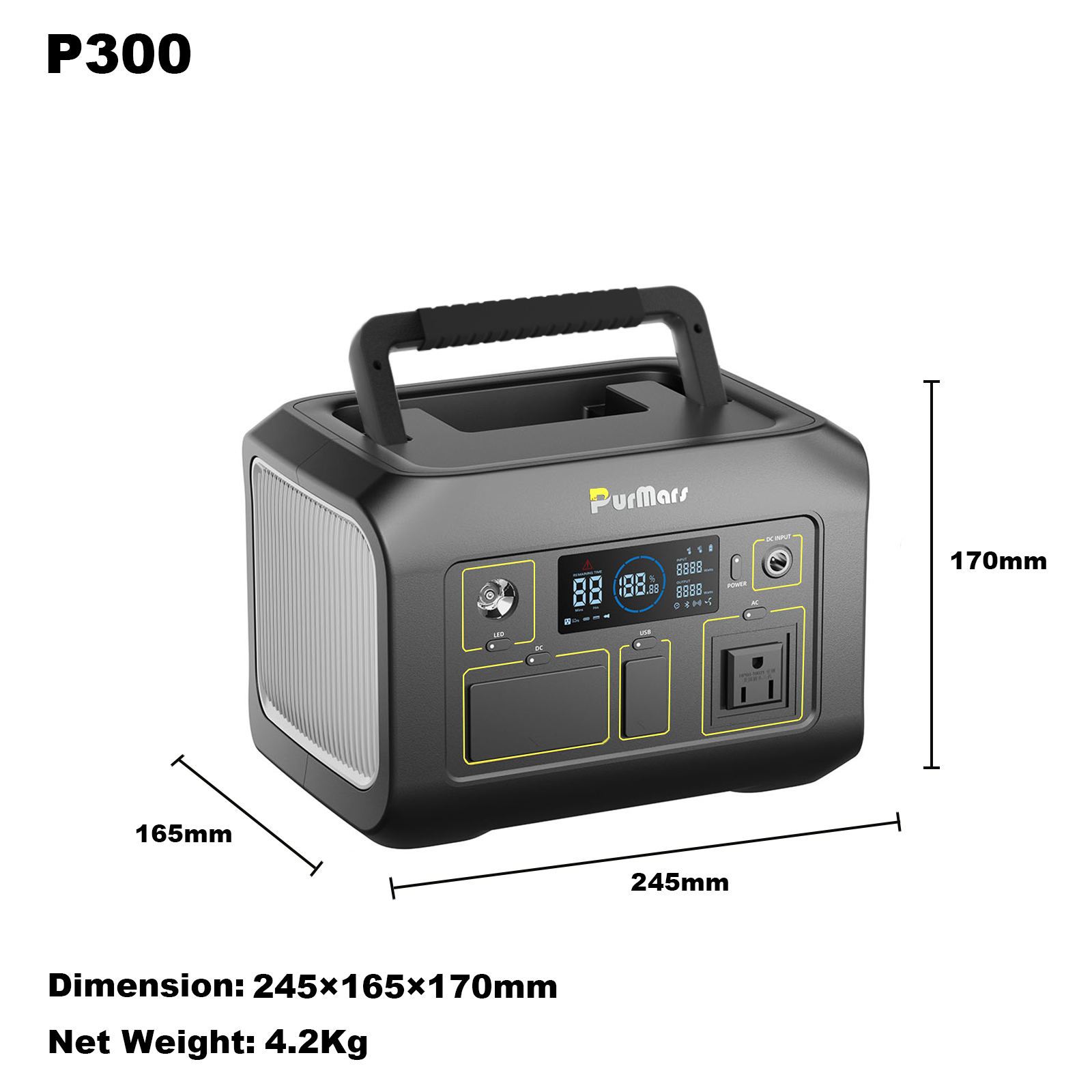 Portable power station 300w dimension