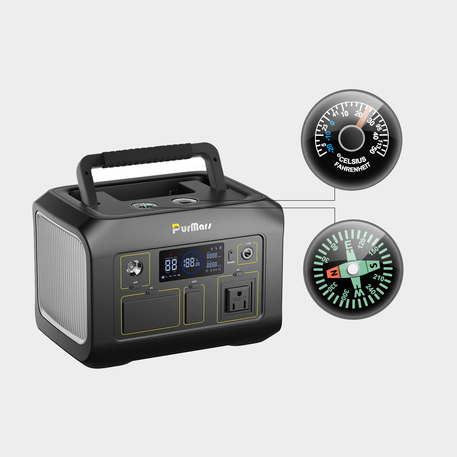 Portable power station with compass 300w