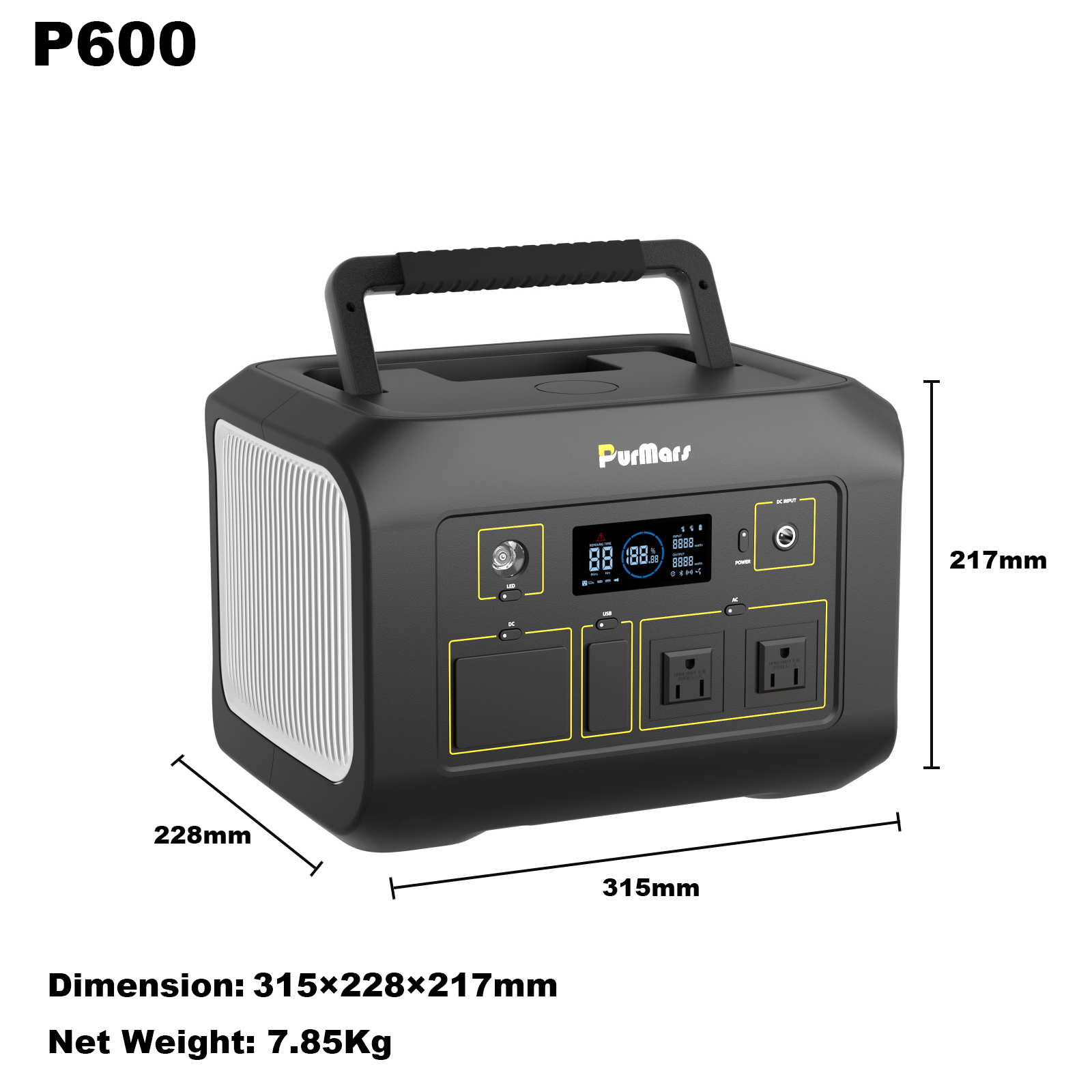 Portable power station 600w dimension