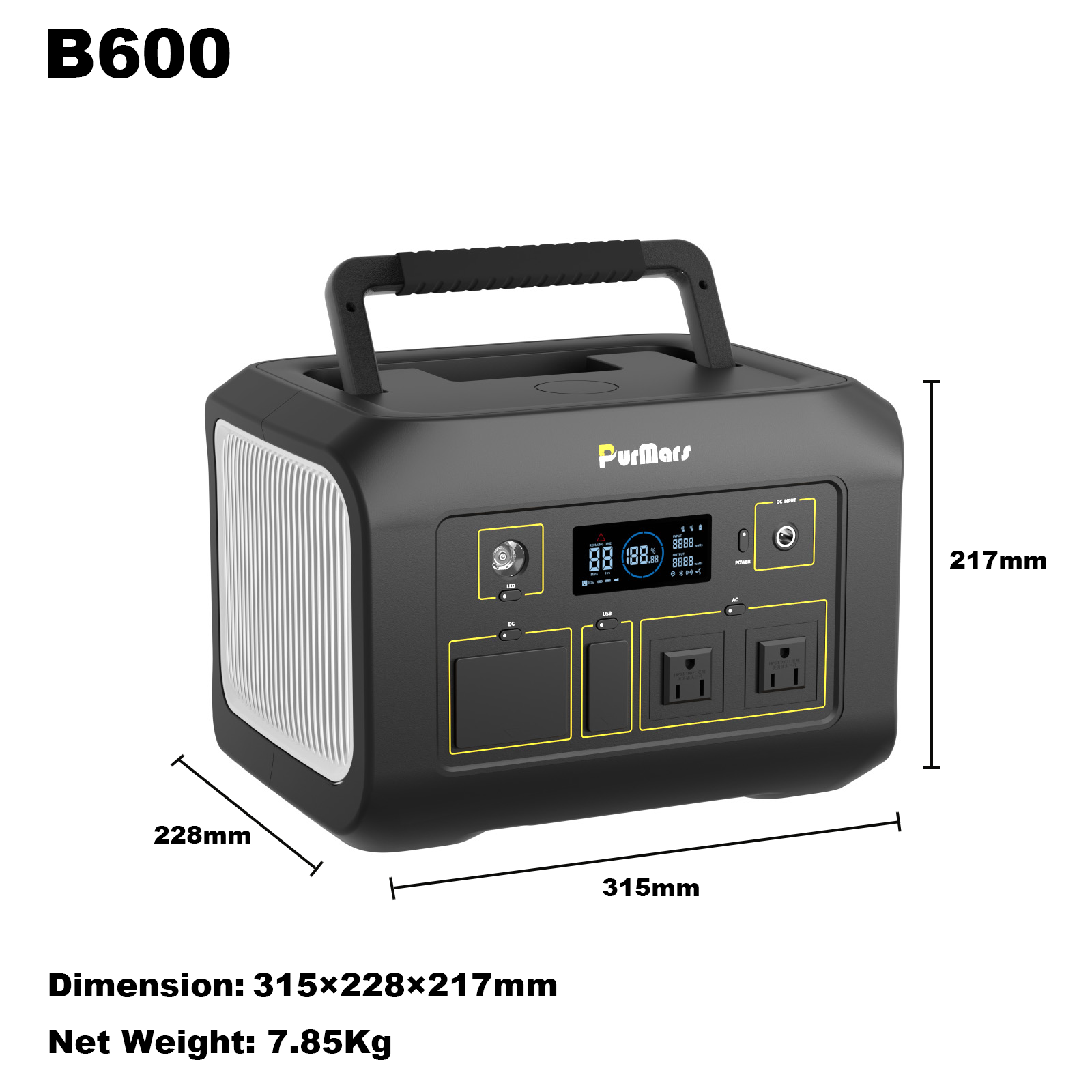 Portable power station 600w dimension