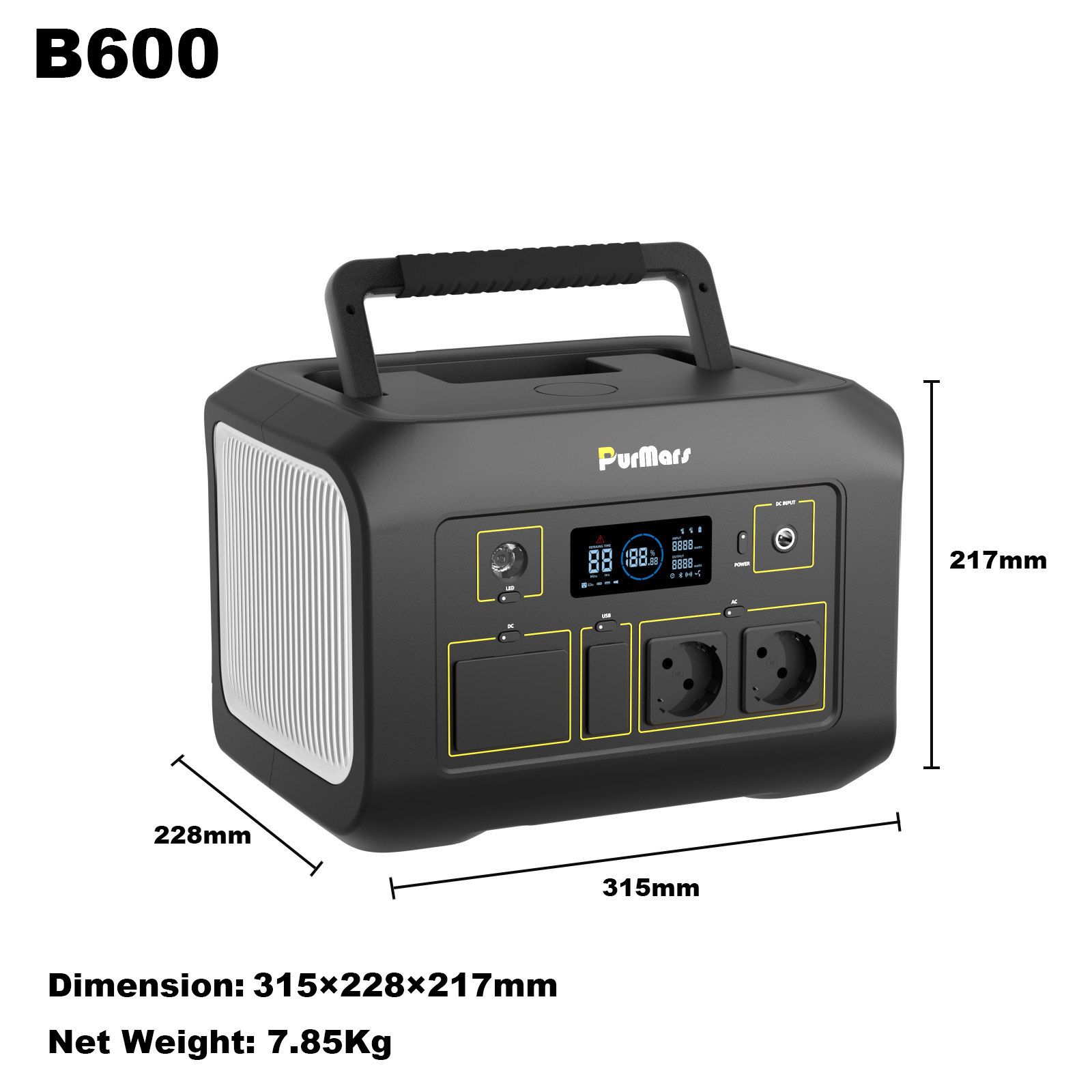 Portable power station 600w dimension